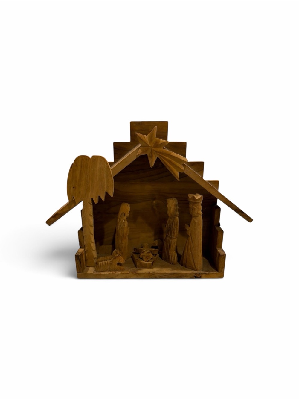 Handcrafted Wooden Nativity Scene - Brown